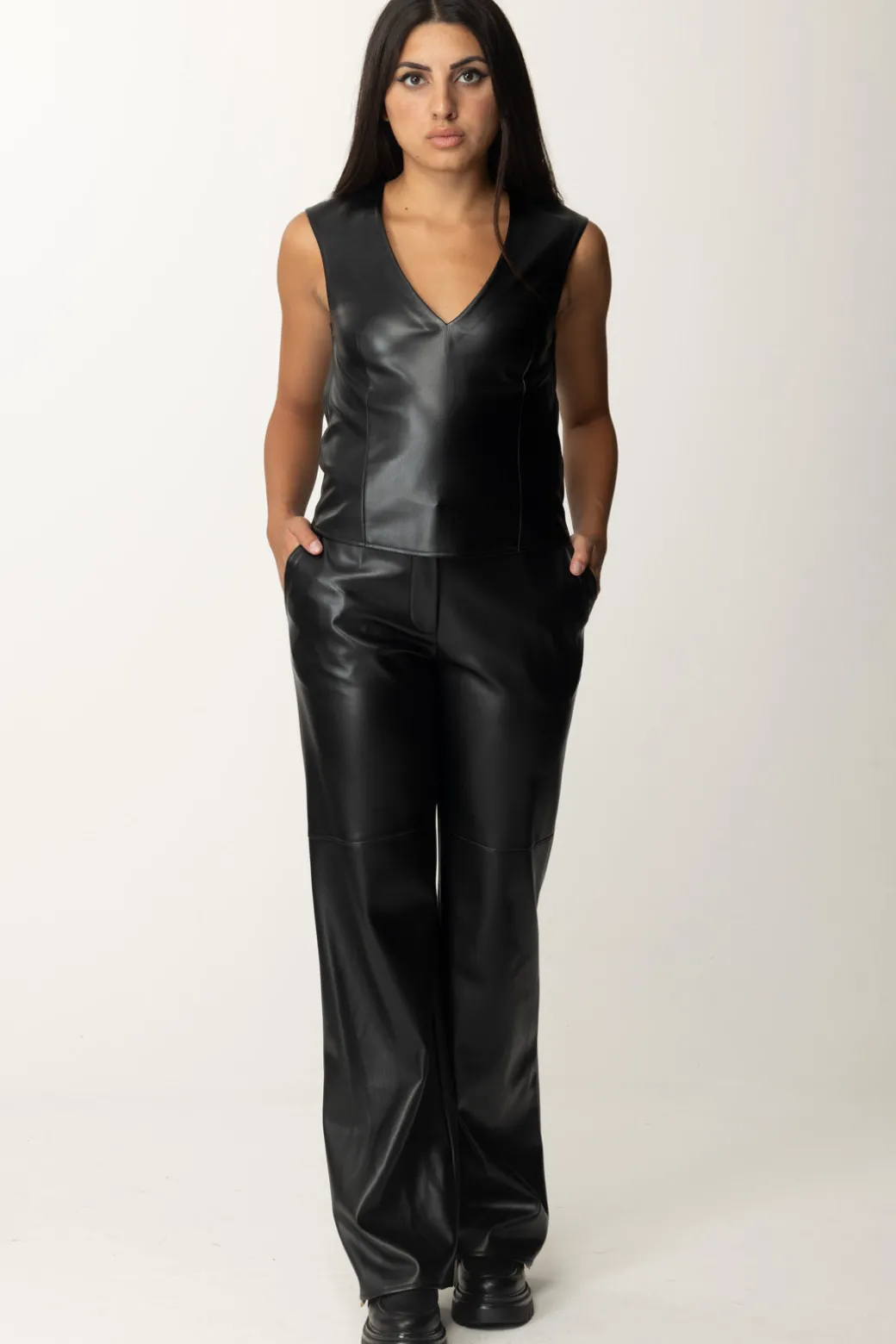Donna Patrizia Pepe Pantaloni In Similpelle