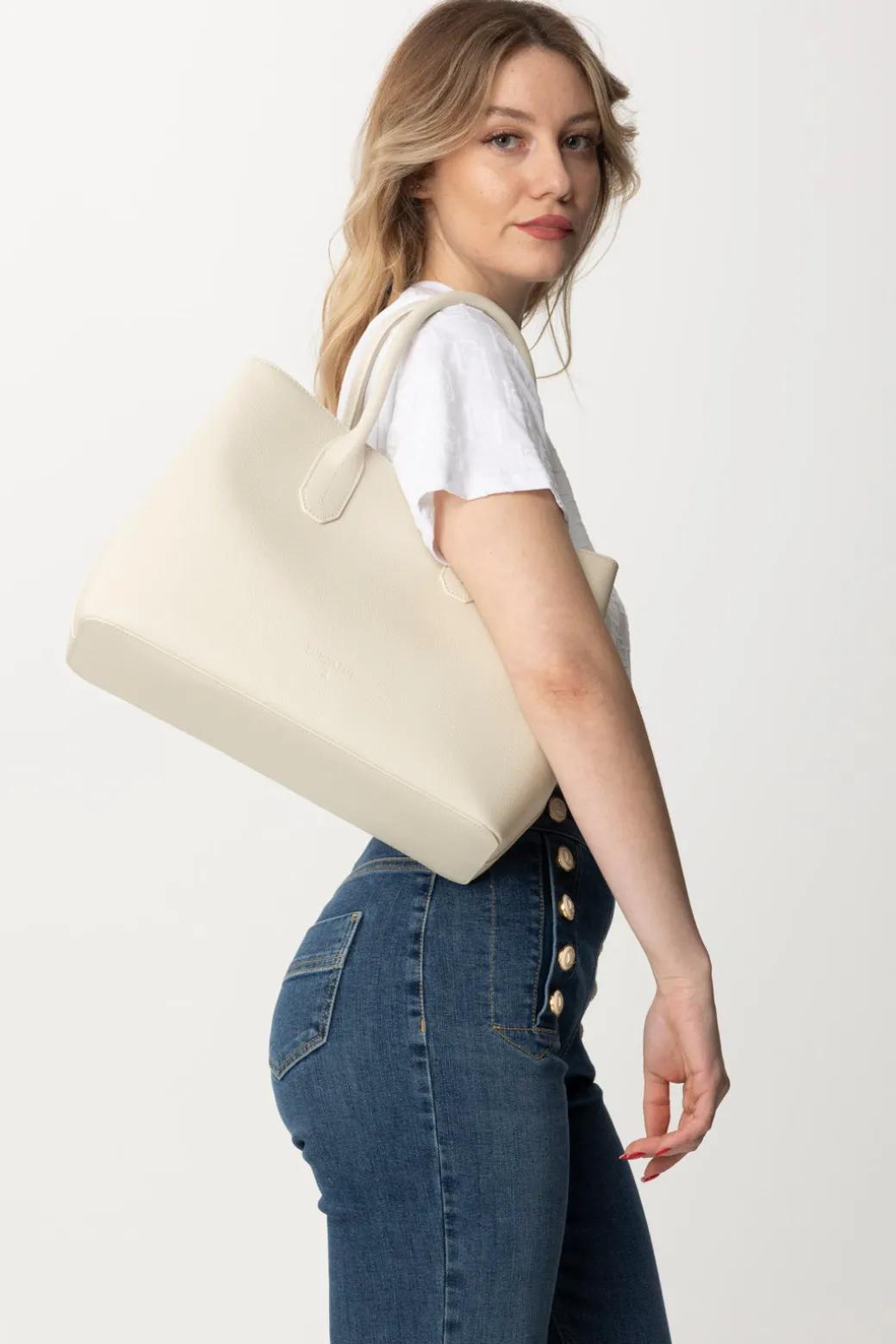 Donna Patrizia Pepe Shopping Bag In Pelle Martellata