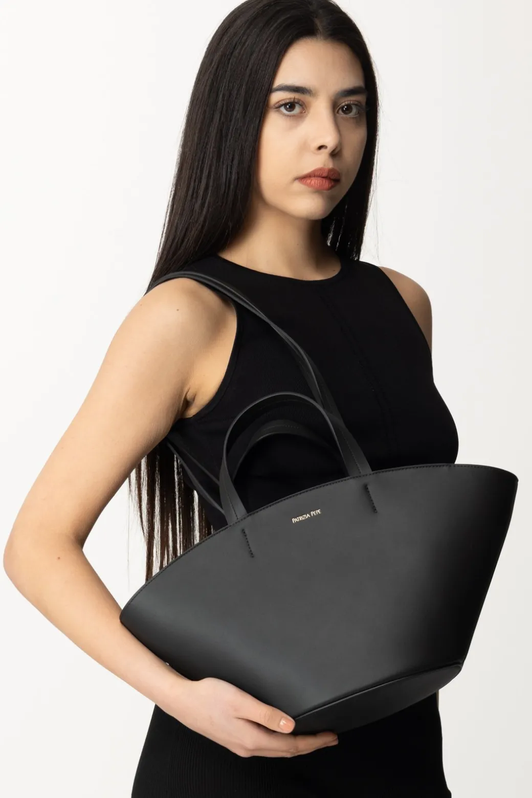Donna Patrizia Pepe Shopping Bag In Pelle