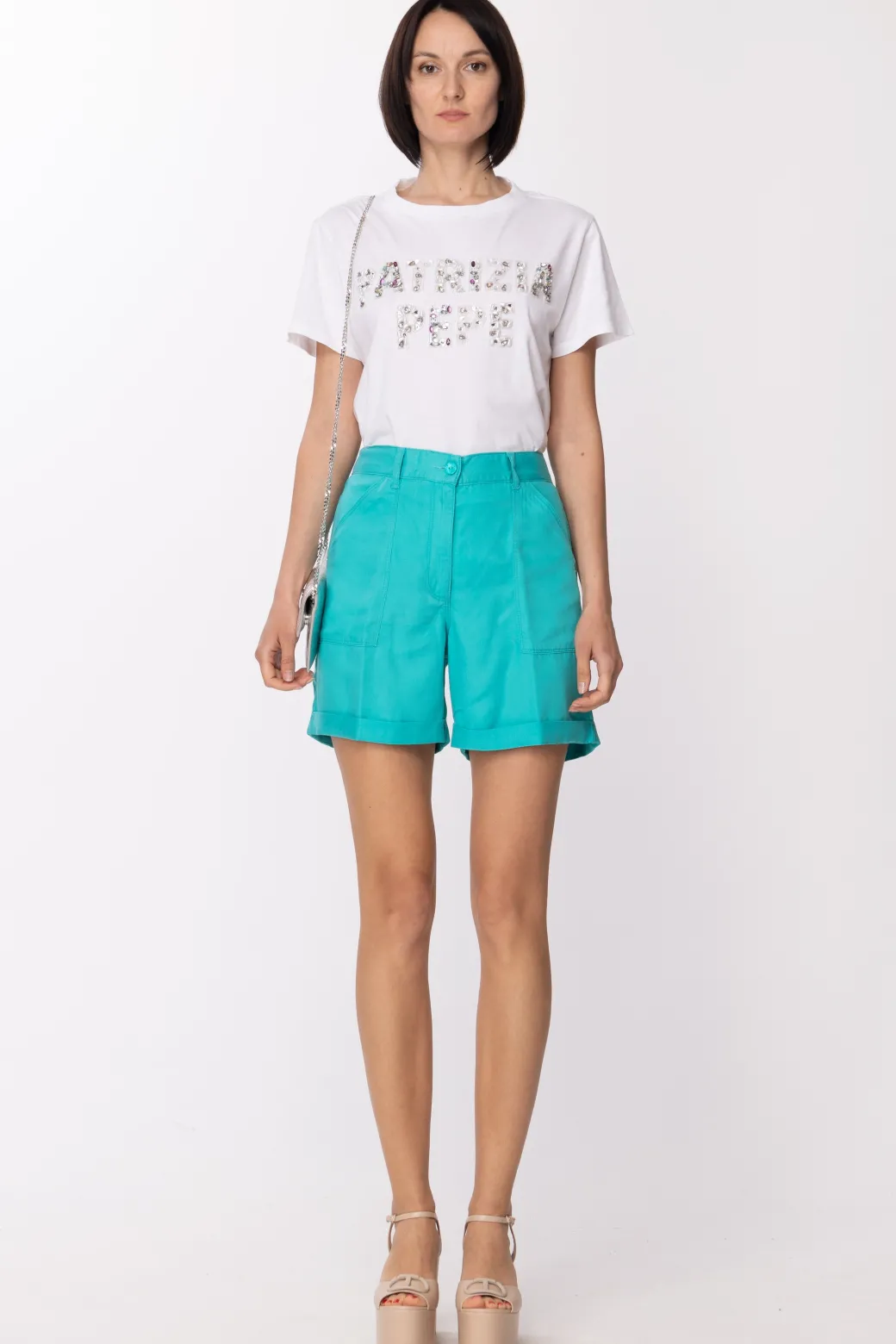 Donna Patrizia Pepe Shorts In Jeans con Tasche