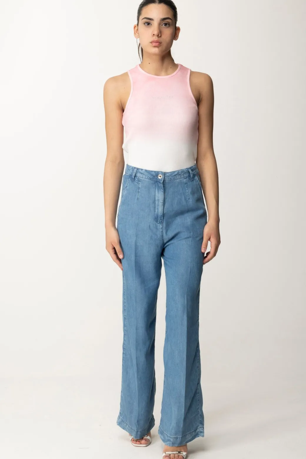 Donna Patrizia Pepe Top a Costine DegradèFRESH PINK & WHITE
