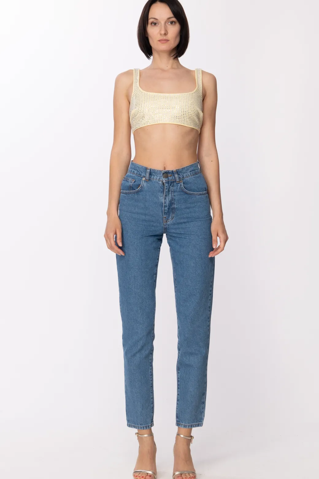 Donna Patrizia Pepe Top Crop con Strass