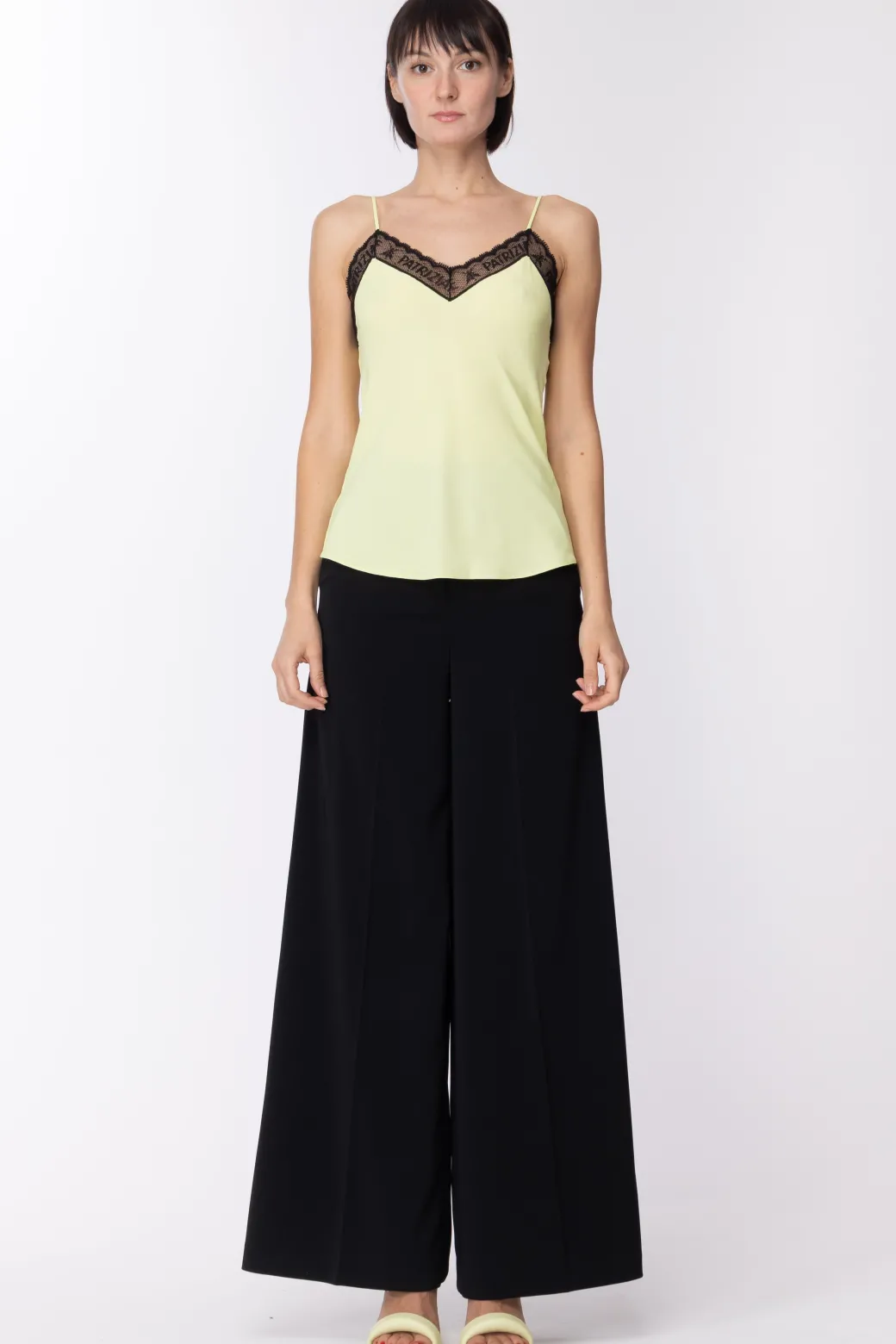 Donna Patrizia Pepe Top In Viscosa con Pizzo Logato