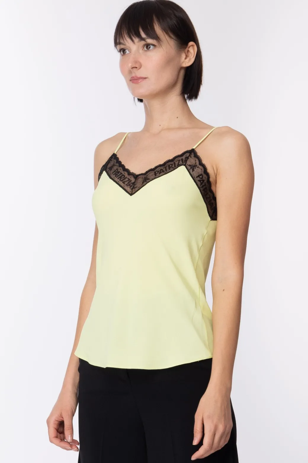 Donna Patrizia Pepe Top In Viscosa con Pizzo Logato