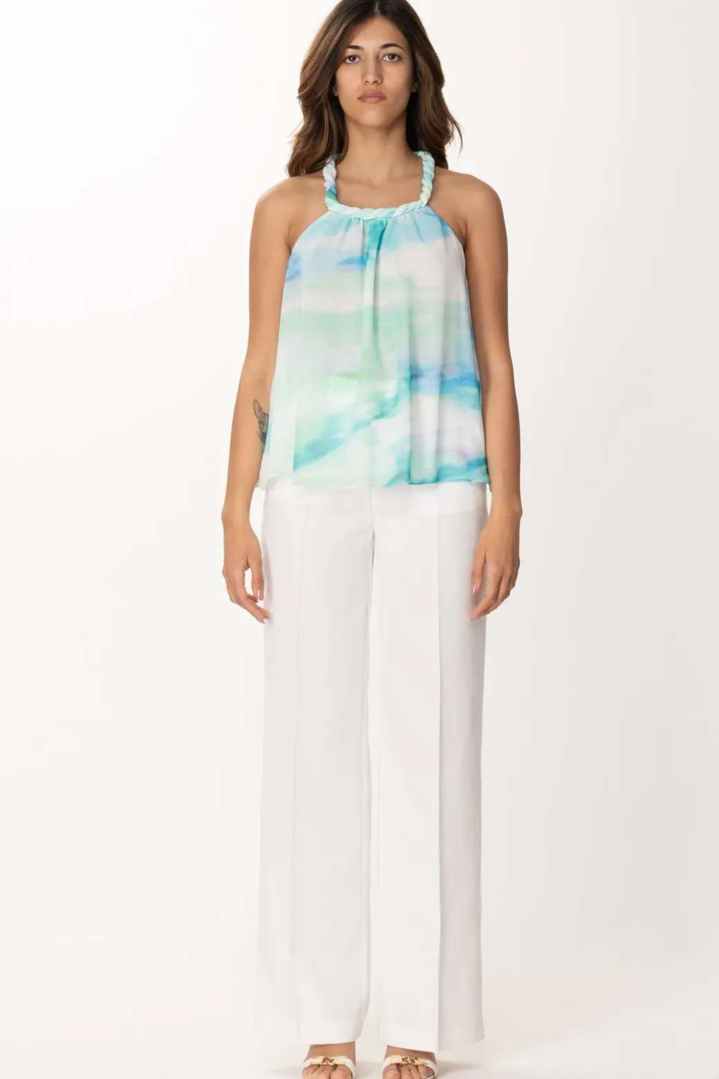 Donna Patrizia Pepe Top Multicolore con Intreccio