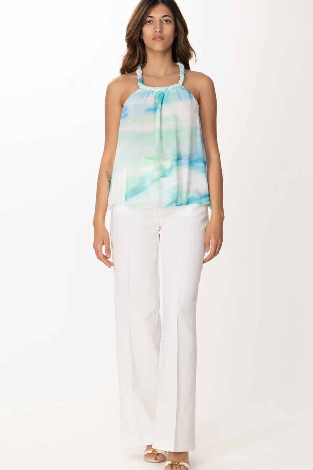 Donna Patrizia Pepe Top Multicolore con Intreccio