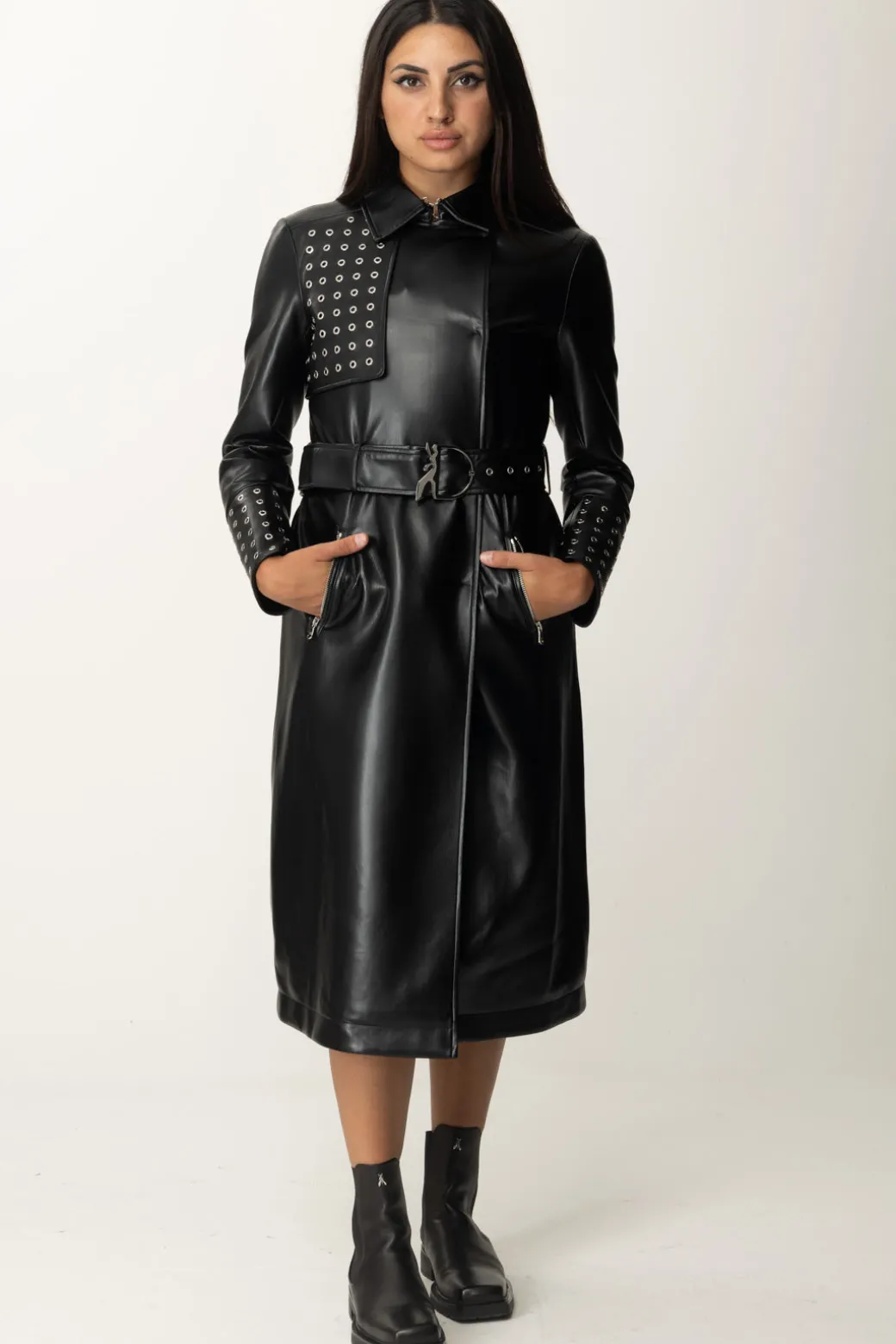Donna Patrizia Pepe Trench Lungo In Ecopelle