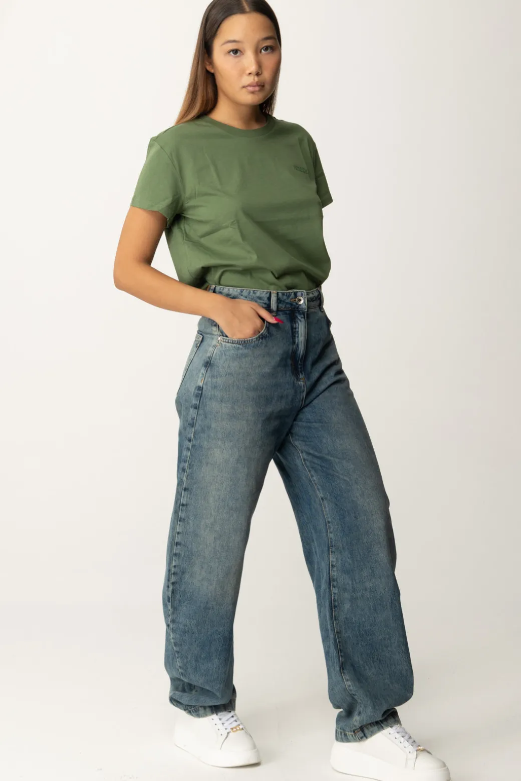 Donna Patrizia Pepe T-shirt Basica con Logo Lettering