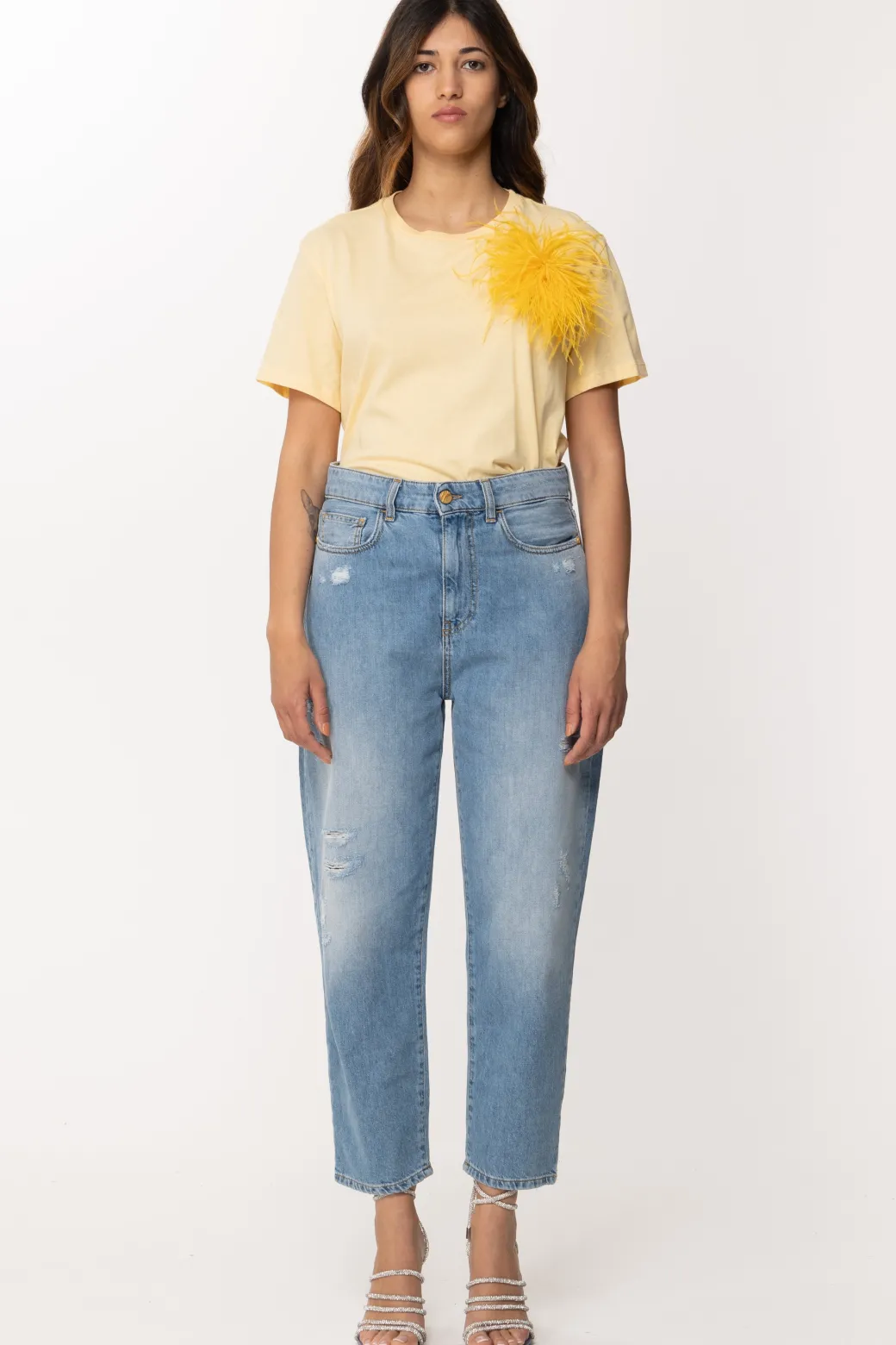 Donna Patrizia Pepe T-shirt con Inserto Piumette