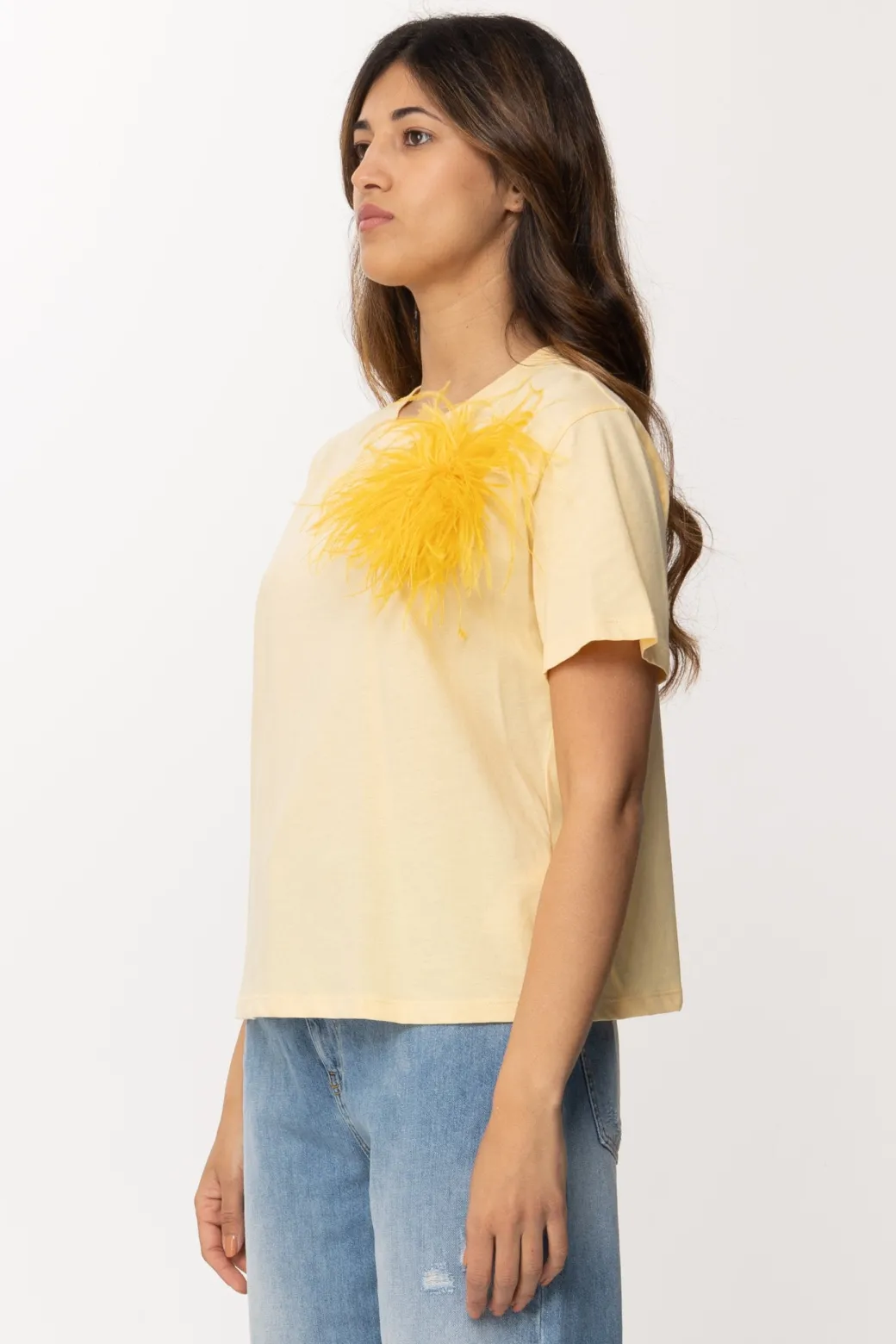 Donna Patrizia Pepe T-shirt con Inserto Piumette
