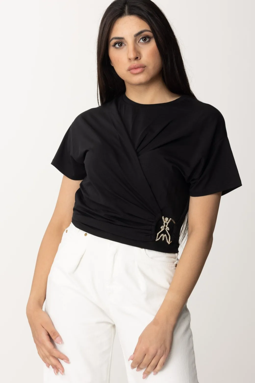 Donna Patrizia Pepe T-shirt con Logo Fly In Strass