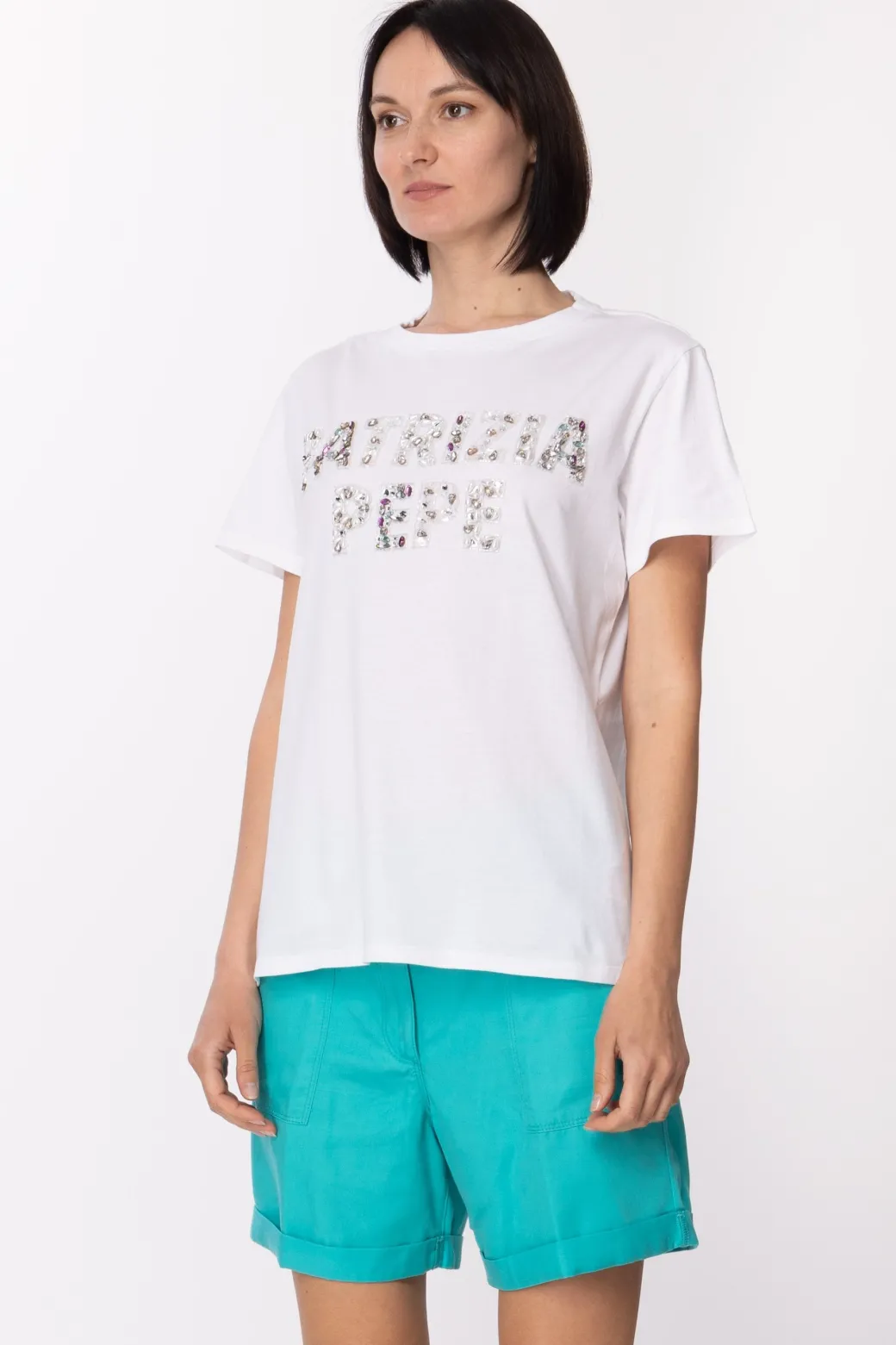 Donna Patrizia Pepe T-shirt con Logo Ricamato