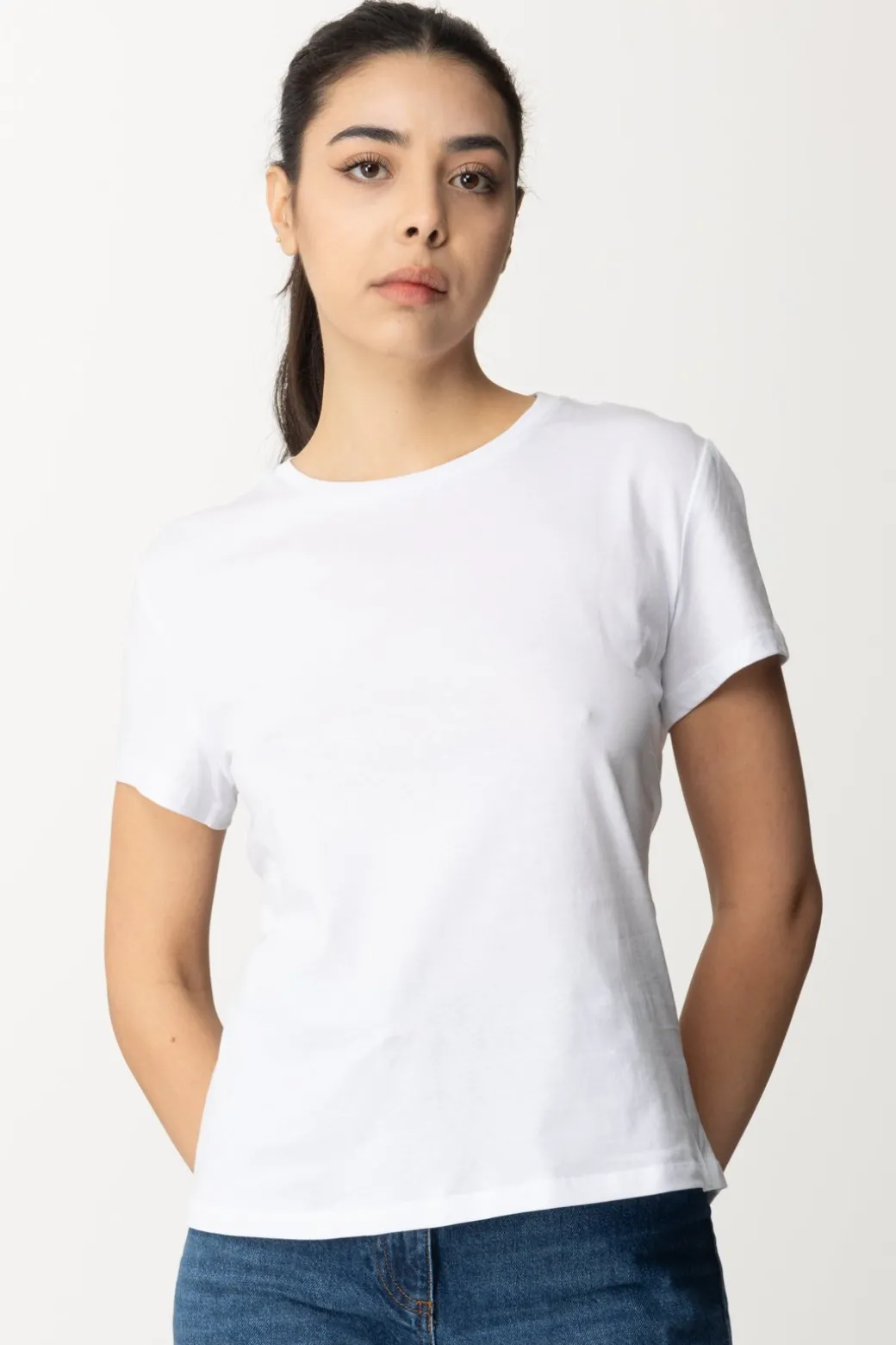 Donna Patrizia Pepe T-shirt con Scollo Su Retro e Logo In Strass