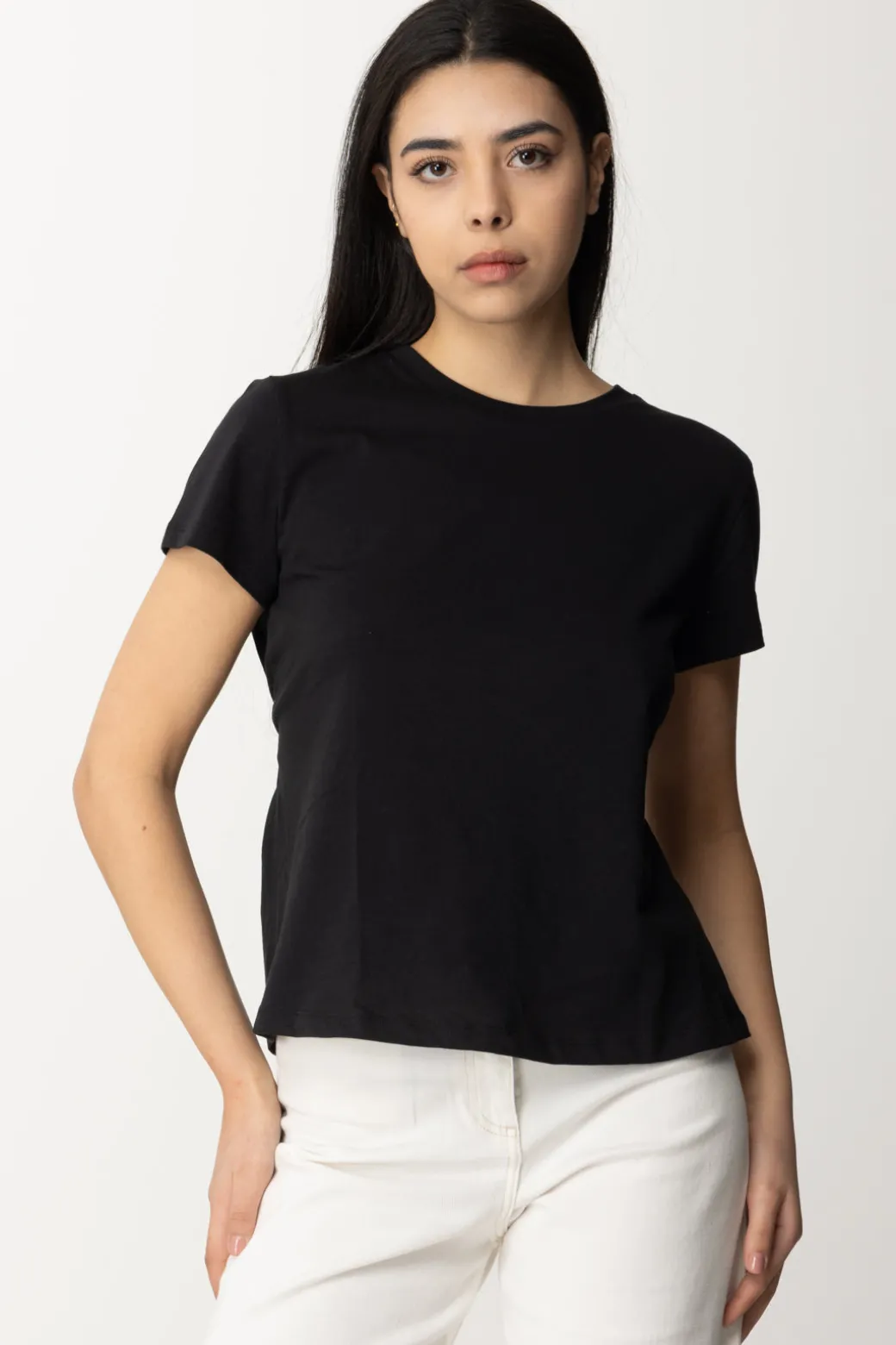 Donna Patrizia Pepe T-shirt con Scollo Su Retro e Logo In Strass