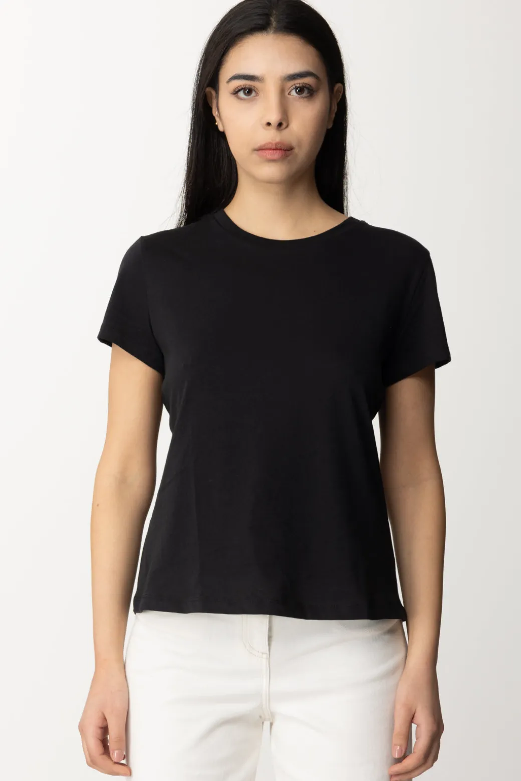 Donna Patrizia Pepe T-shirt con Scollo Su Retro e Logo In Strass