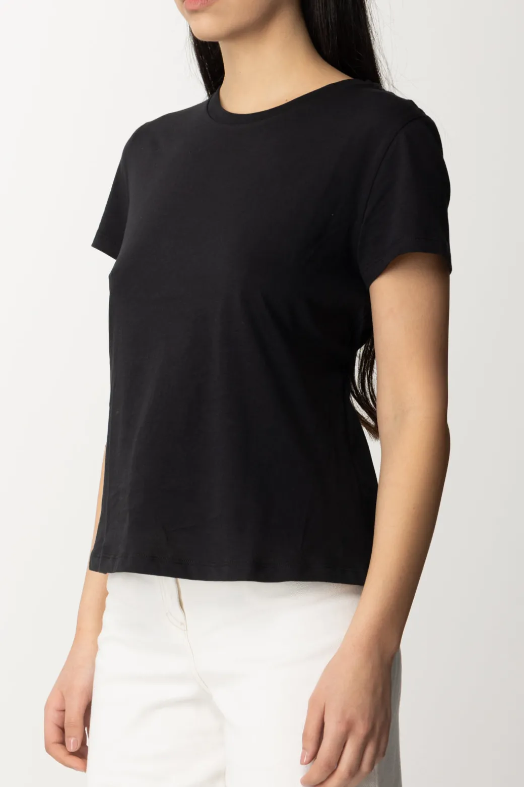 Donna Patrizia Pepe T-shirt con Scollo Su Retro e Logo In Strass