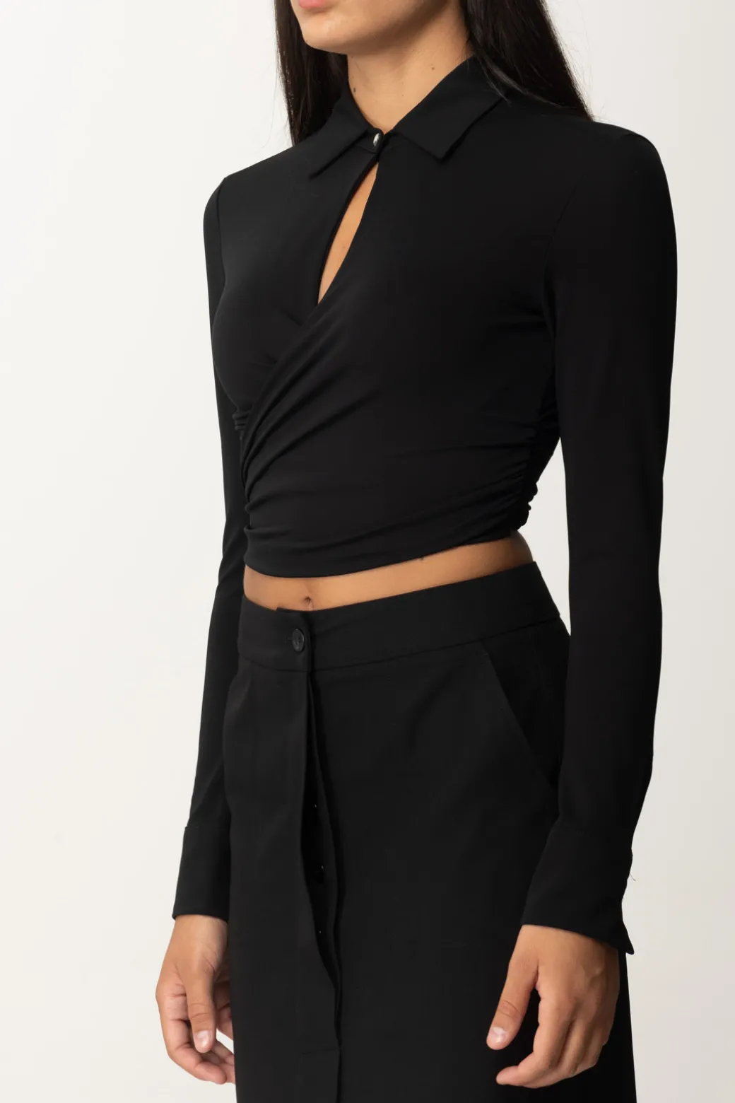 Donna Pinko Blusa Corta Scaldacuore con Scollo a Goccia