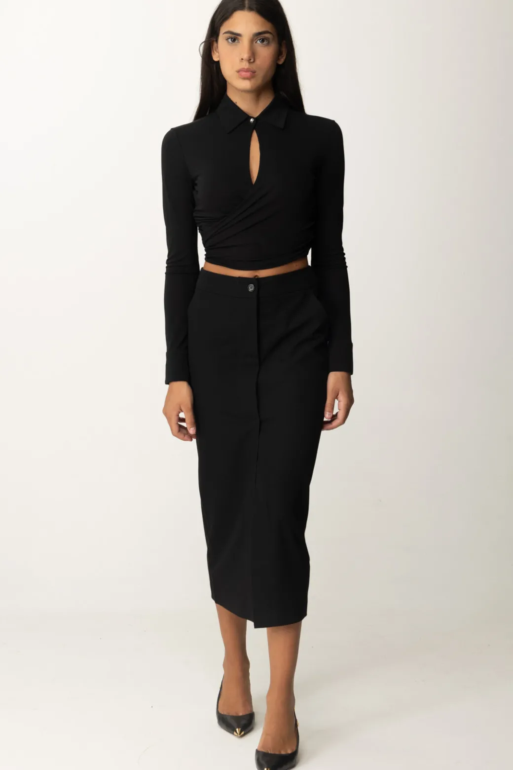 Donna Pinko Blusa Corta Scaldacuore con Scollo a Goccia