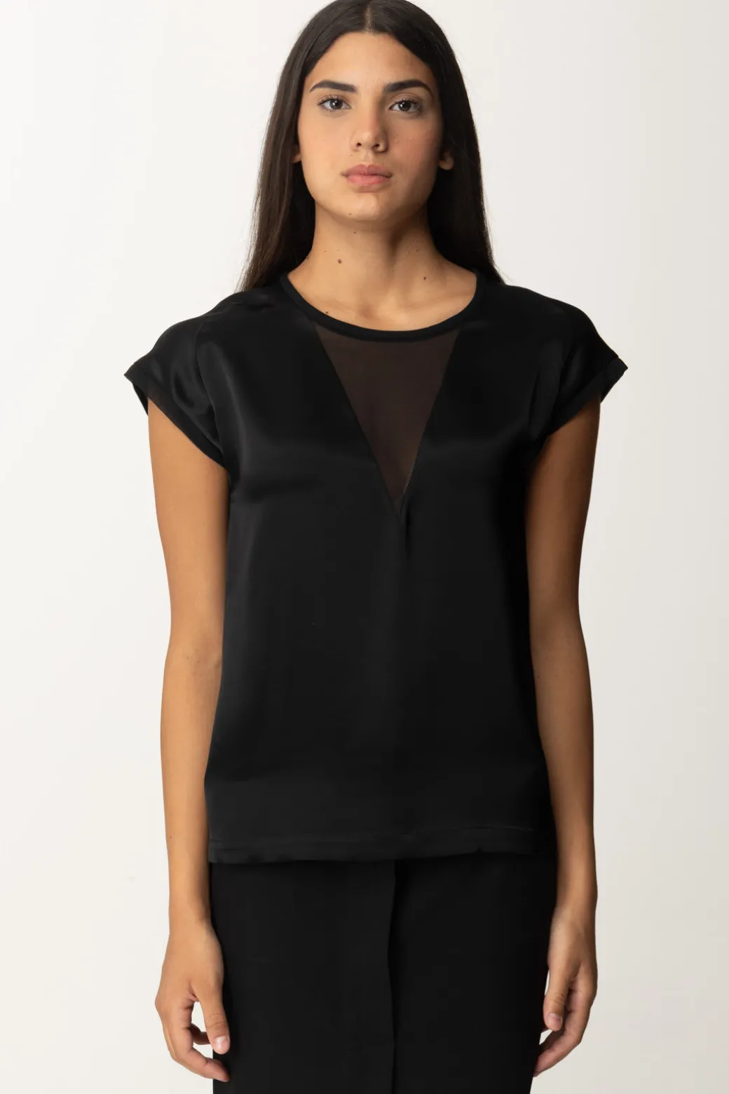 Donna Pinko Blusa In Satin con Inserto In Georgette