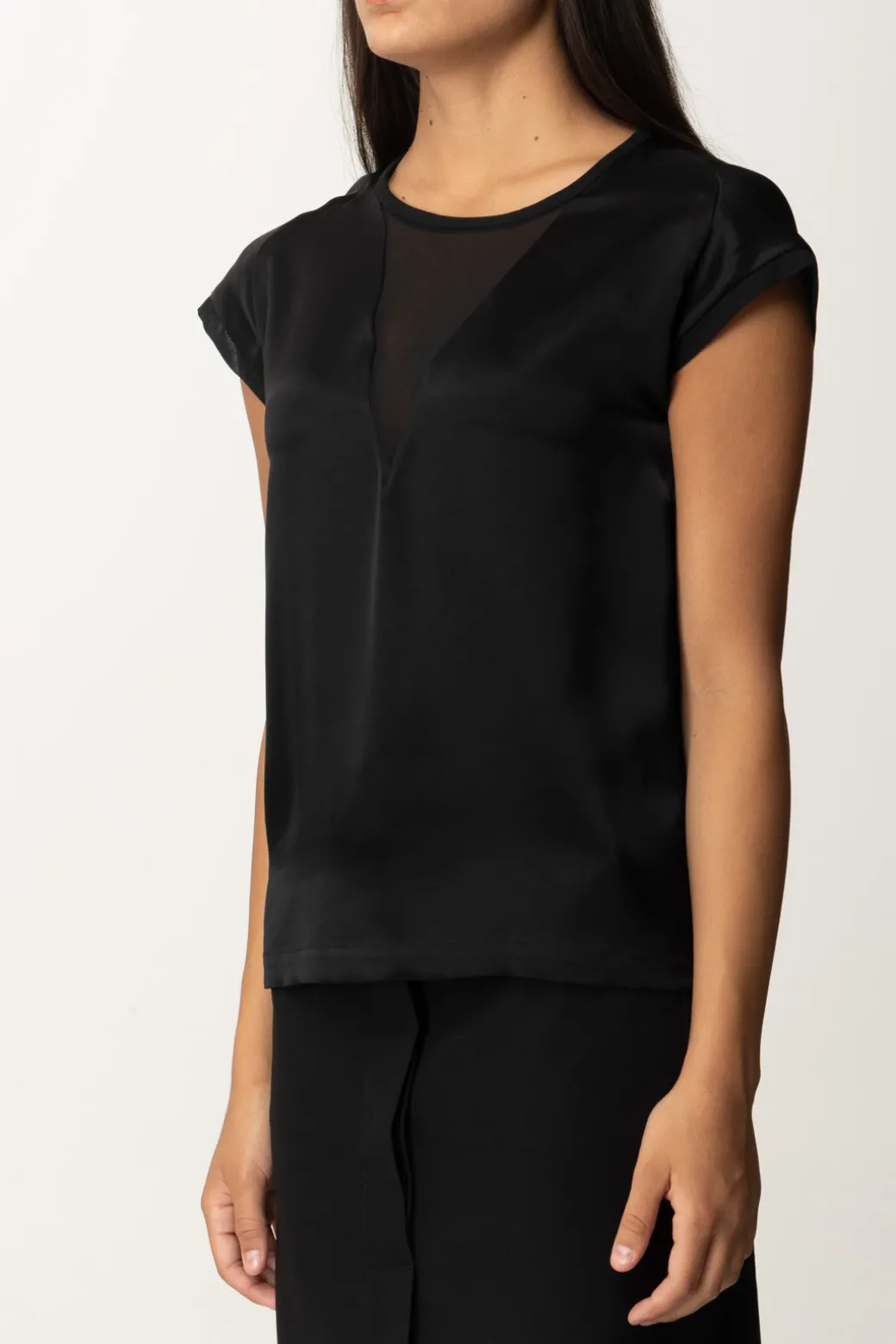 Donna Pinko Blusa In Satin con Inserto In Georgette