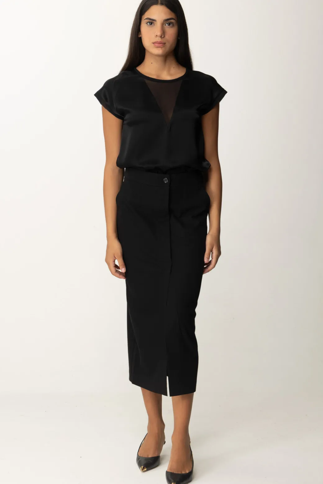 Donna Pinko Blusa In Satin con Inserto In Georgette