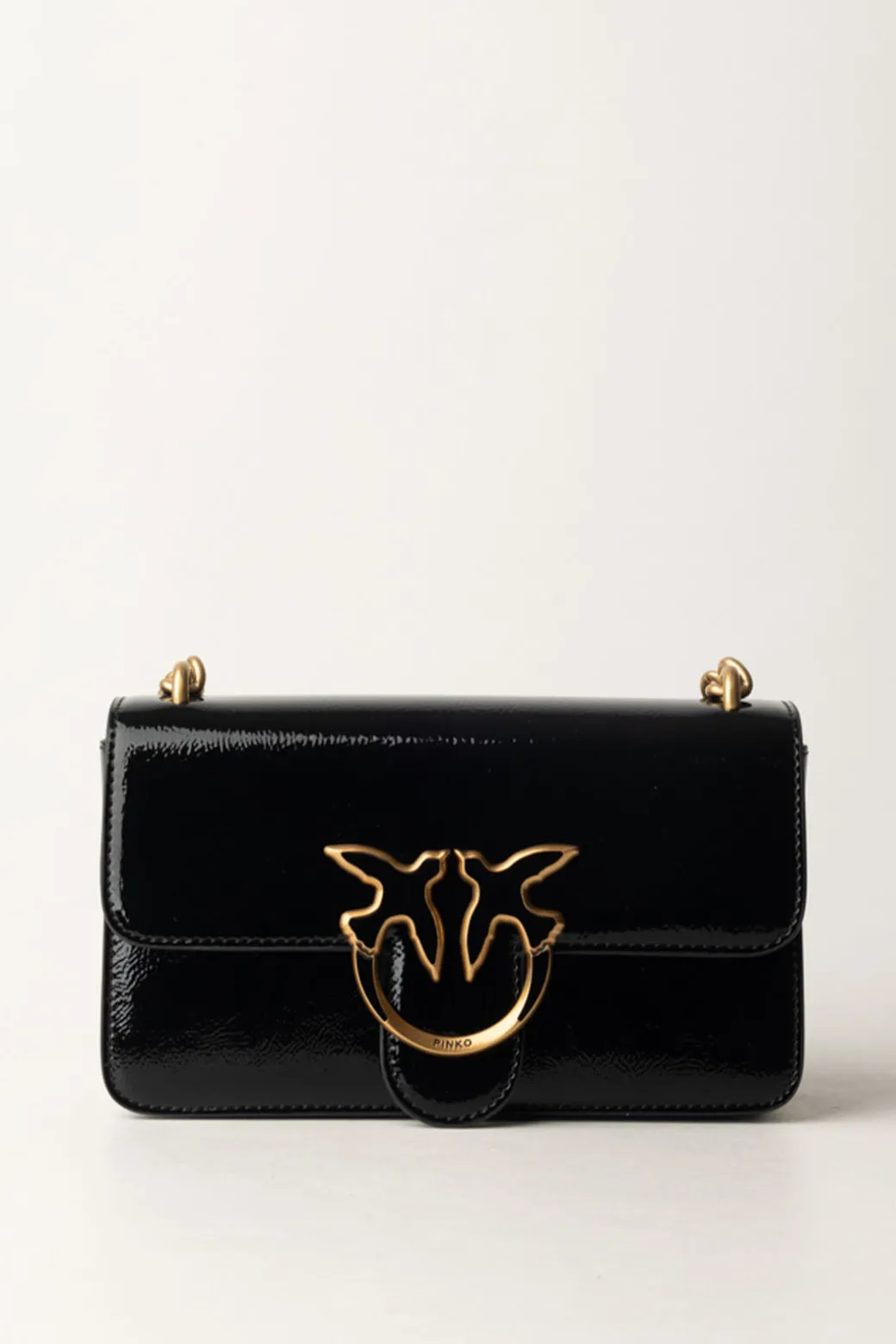 Donna Pinko Borsa Love Bag Lucida con Logo Smaltato
