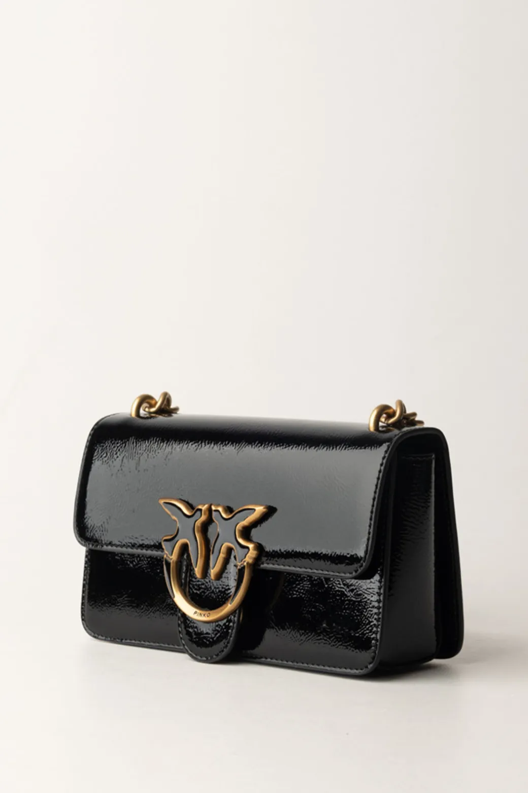 Donna Pinko Borsa Love Bag Lucida con Logo Smaltato