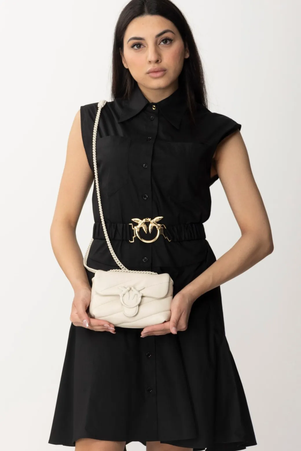 Donna Pinko Borsa Love Puff Mini con Trapuntatura Obliqua