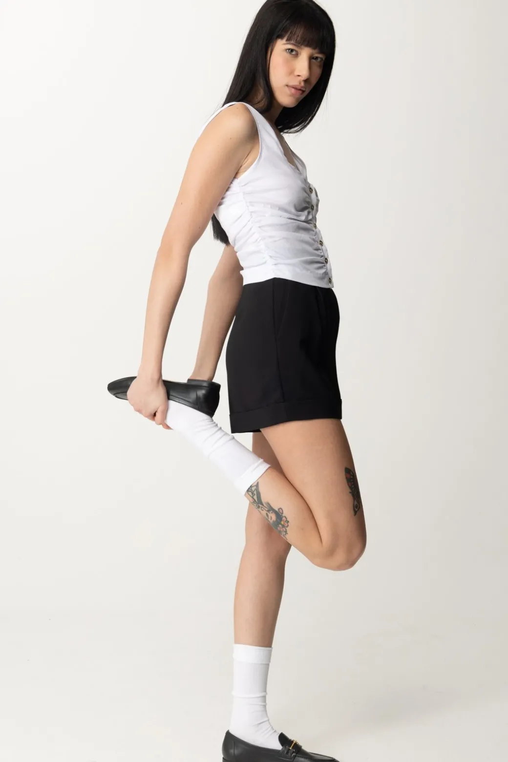 Donna Pinko Camicetta Smanicata con Arricciature
