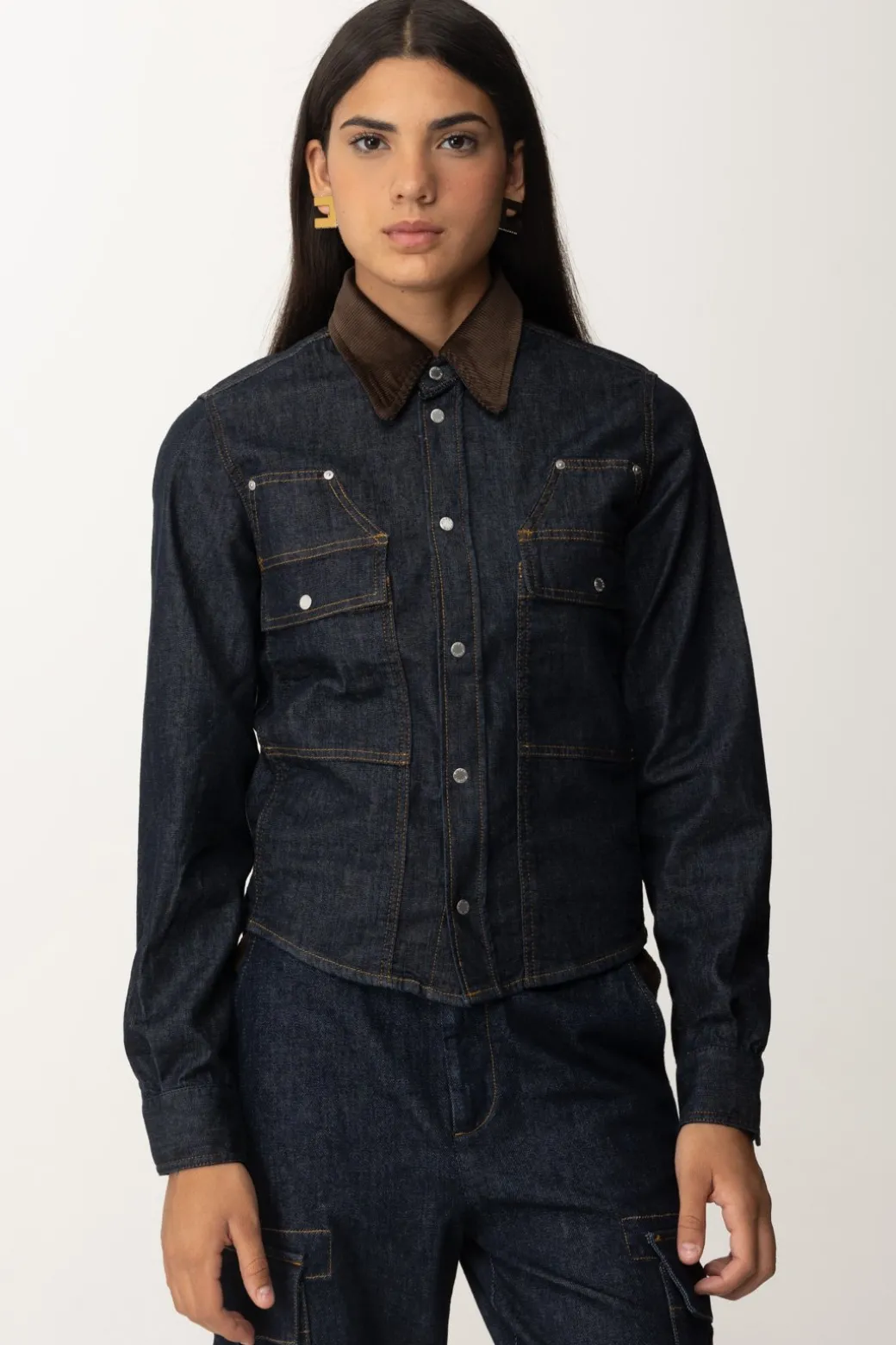 Donna Pinko Camicia Coro In Jeans