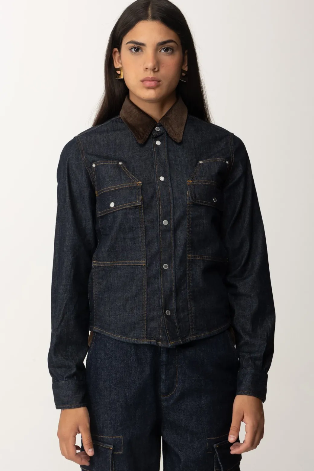 Donna Pinko Camicia Coro In Jeans