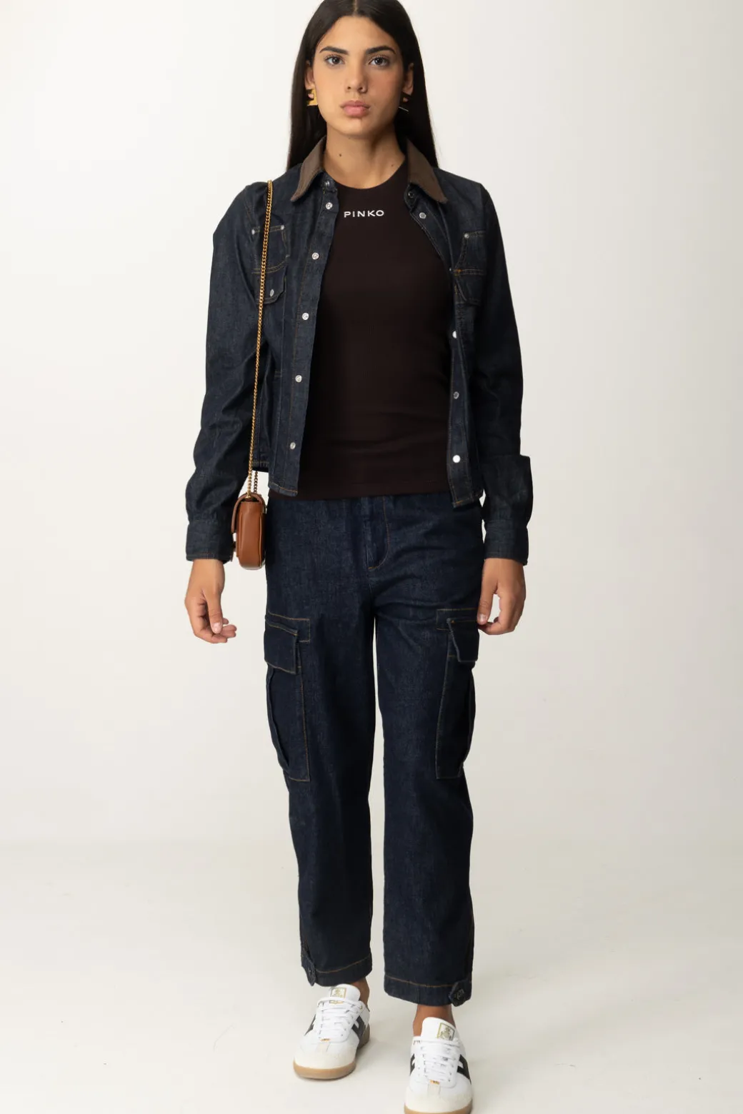 Donna Pinko Camicia Coro In Jeans
