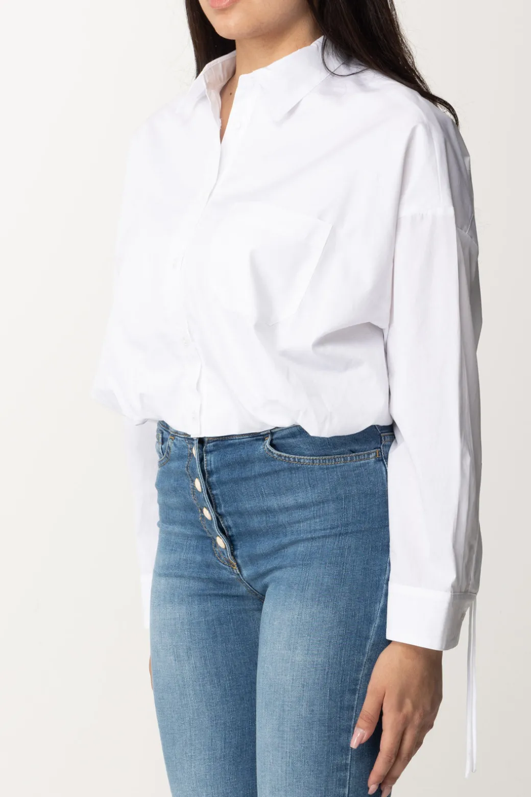 Donna Pinko Camicia In Popeline Taglio Crop