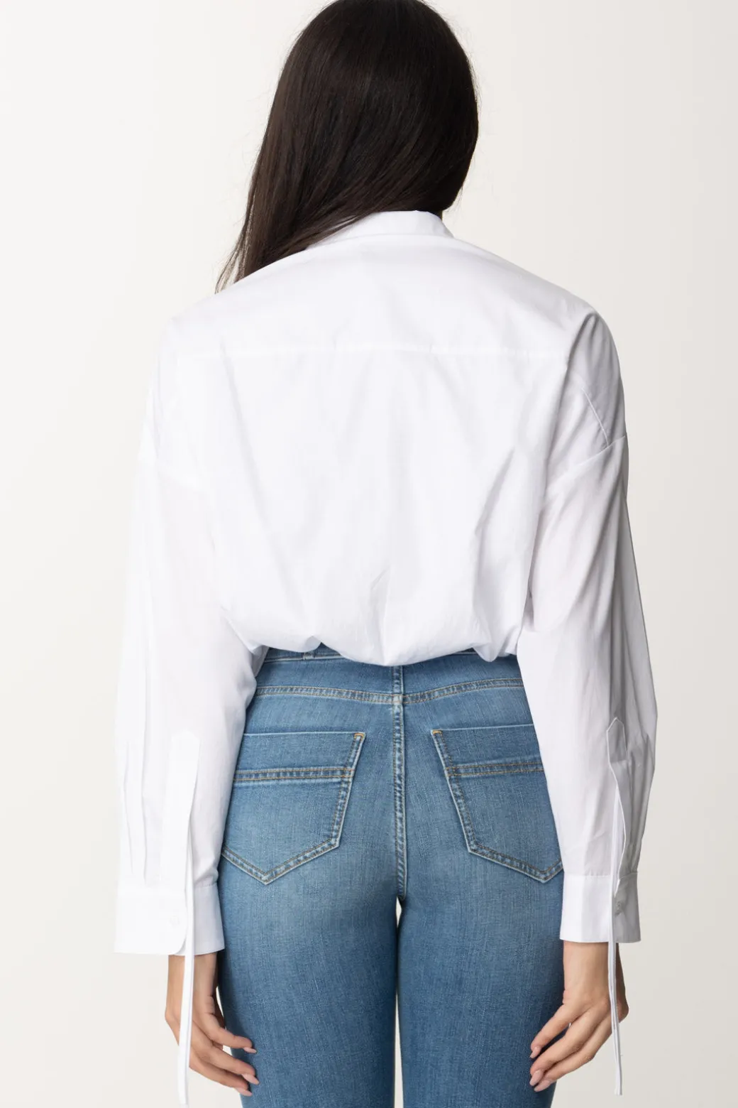 Donna Pinko Camicia In Popeline Taglio Crop