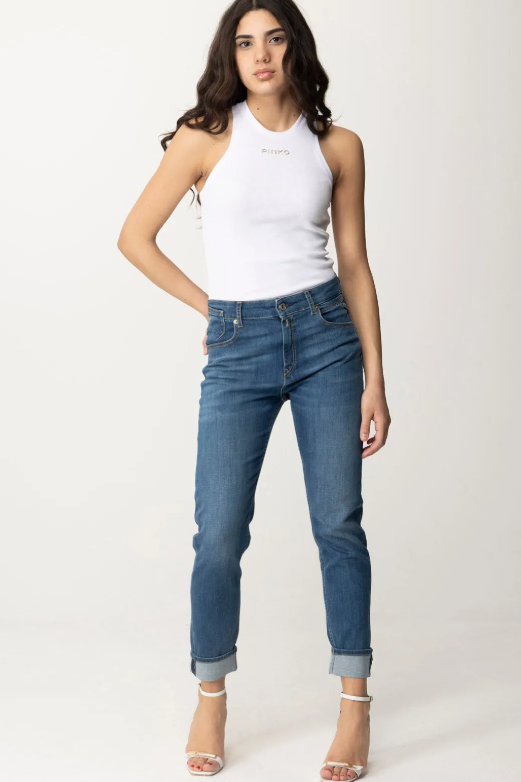 Donna Pinko Canotta a Costine con Logo