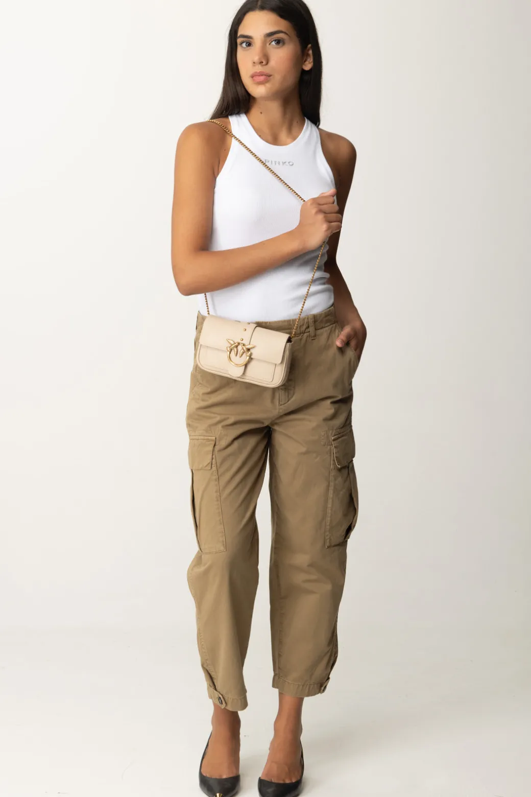 Donna Pinko Canotta a Costine con Logo