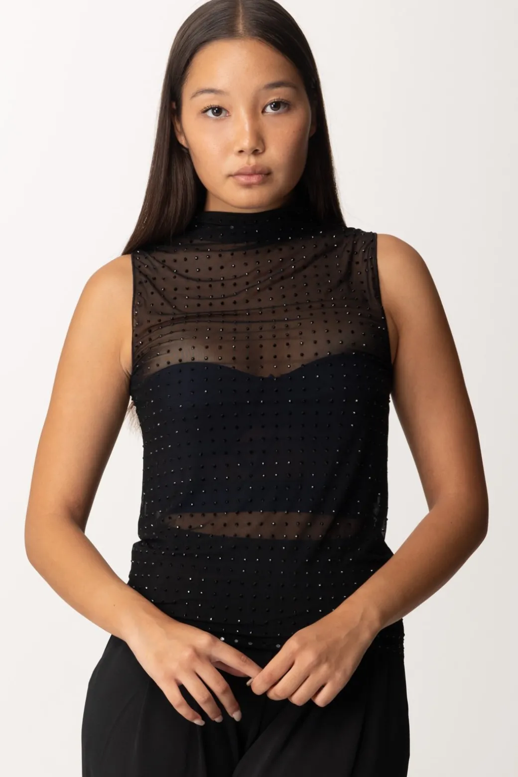 Donna Pinko Canotta Velata con Strass