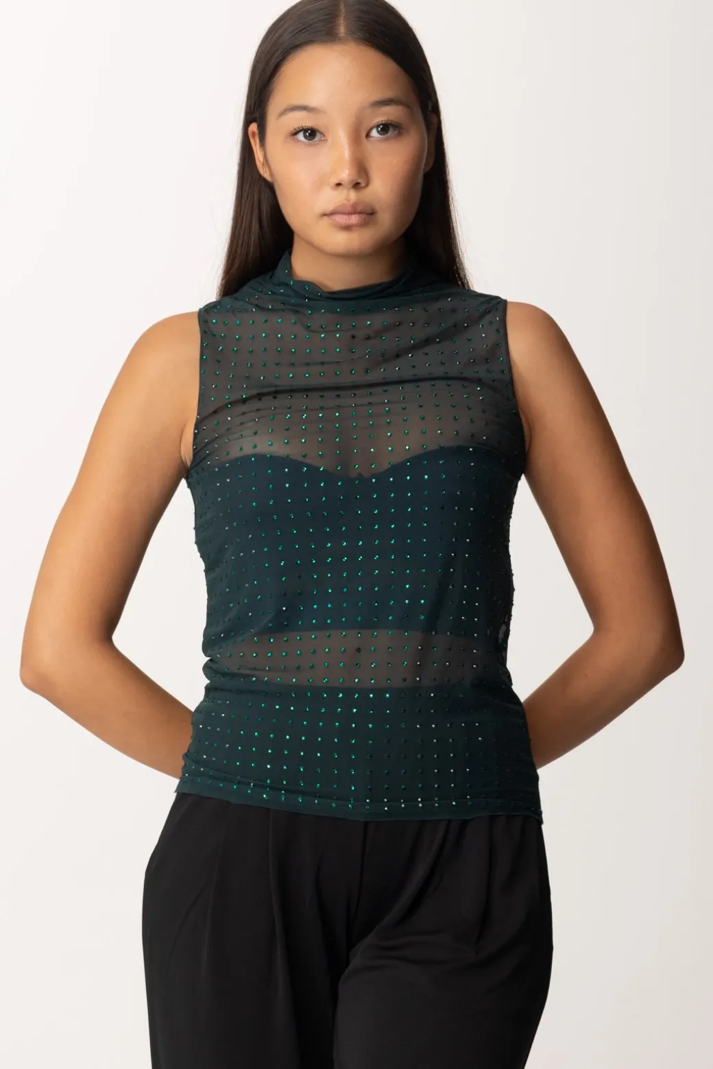 Donna Pinko Canotta Velata con Strass