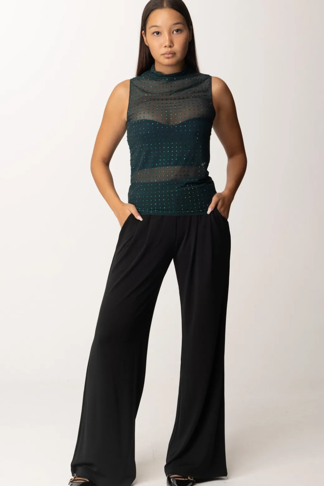 Donna Pinko Canotta Velata con Strass