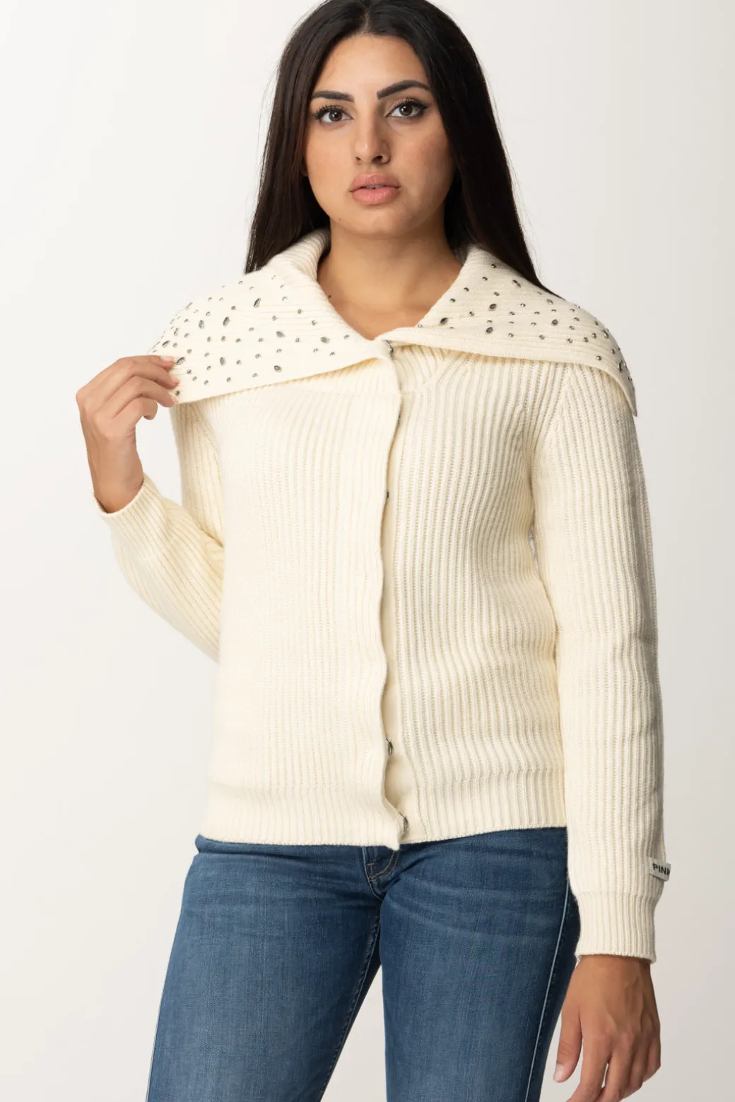 Donna Pinko Cardigan con Castoni Al Colletto