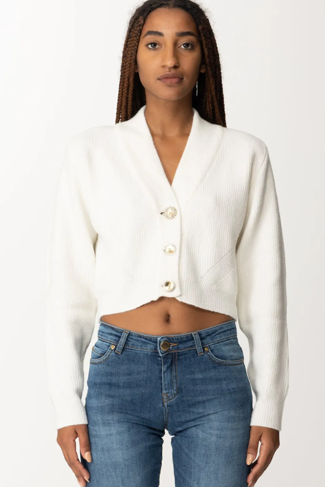 Donna Pinko Cardigan Corto con Bottoni Gioiello