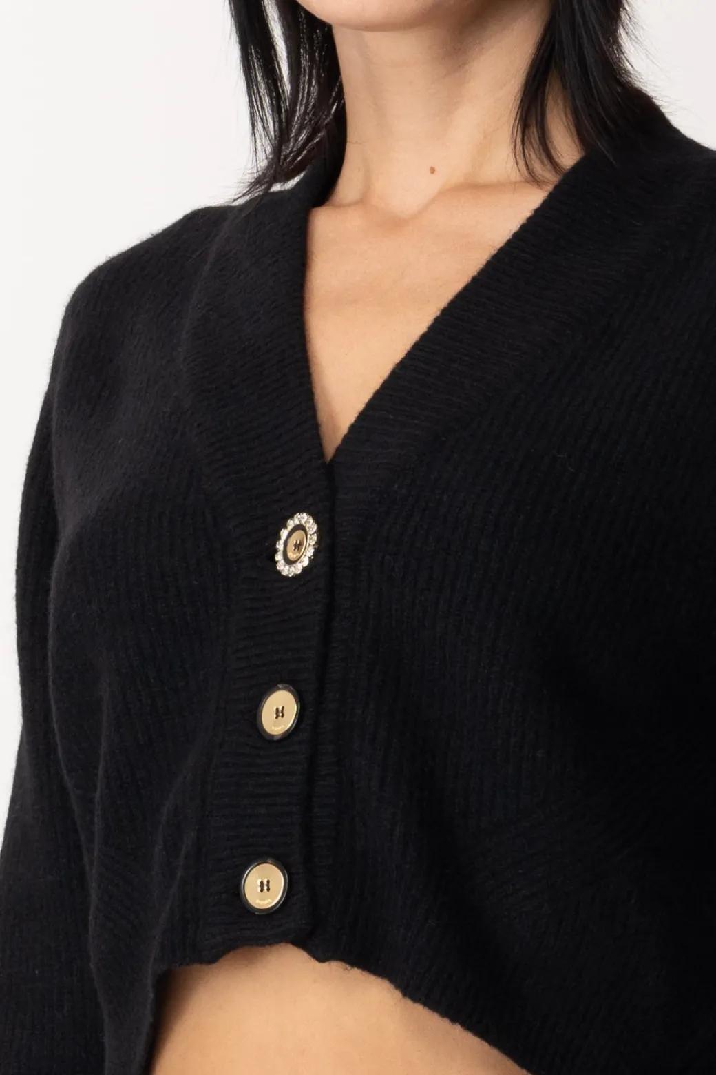 Donna Pinko Cardigan Corto con Bottoni Gioiello
