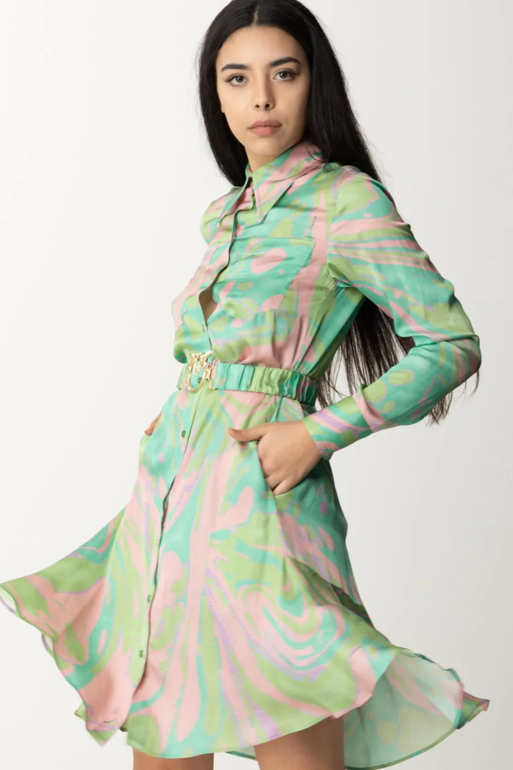 Donna Pinko Chemisier Stampa Splash con Cintura