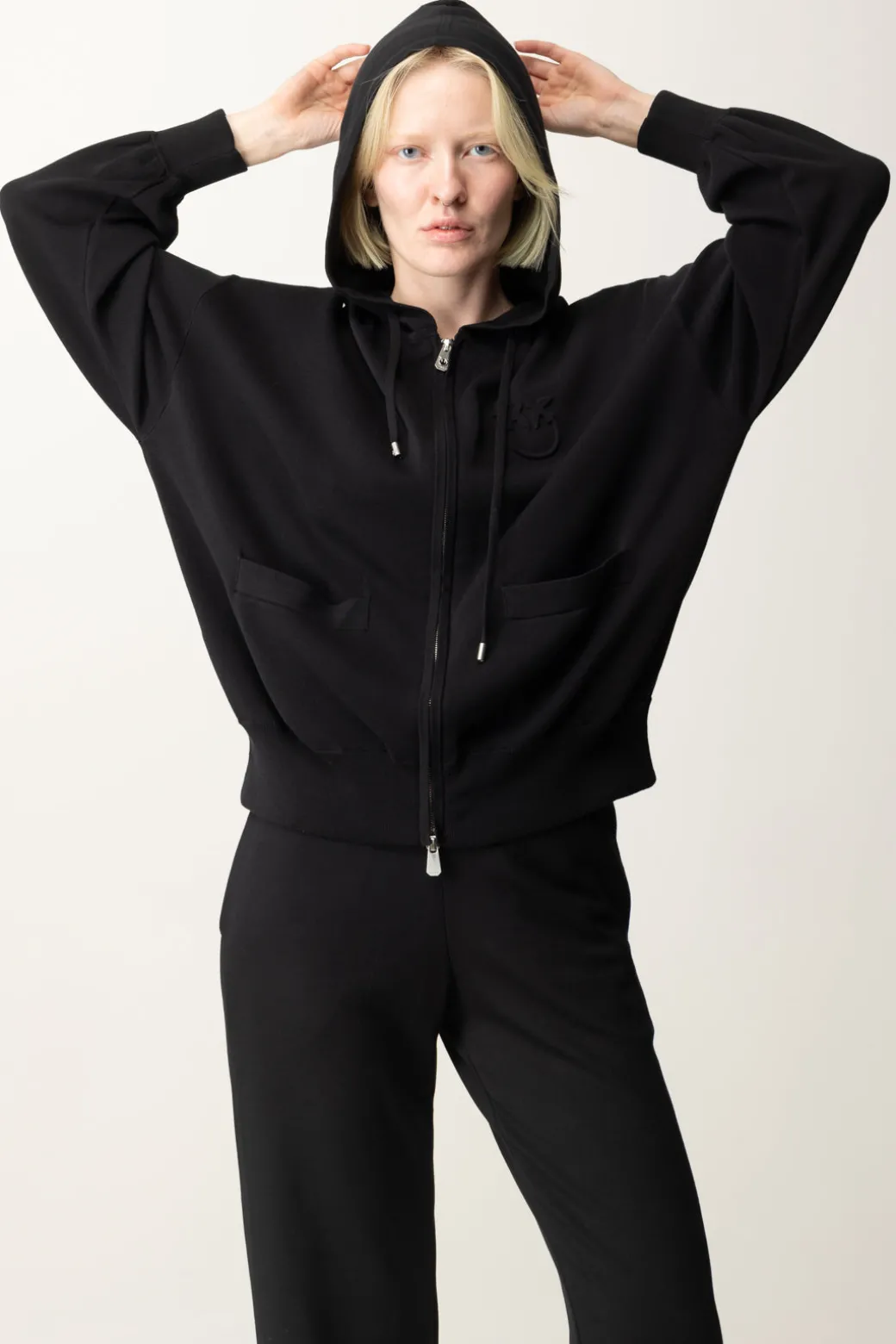 Donna Pinko Felpa con Cappuccio e Zip
