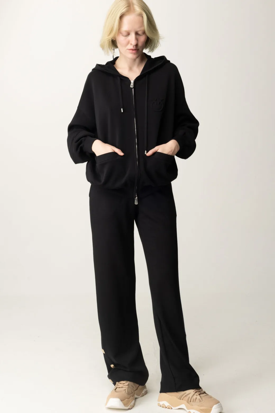 Donna Pinko Felpa con Cappuccio e Zip