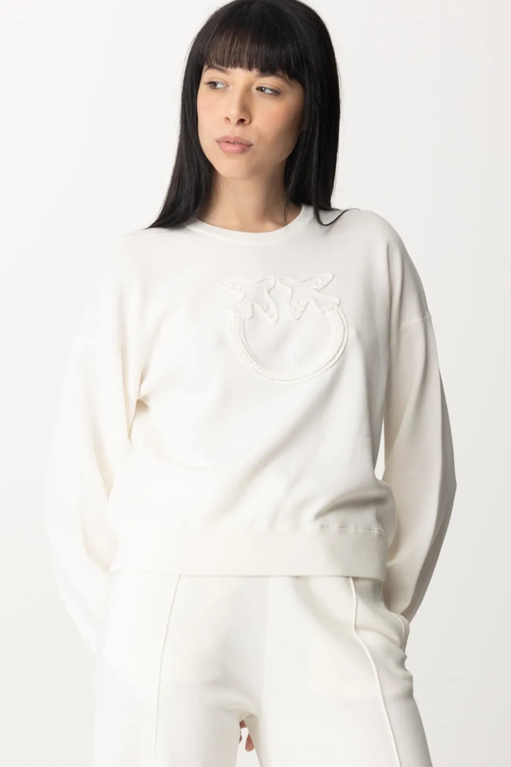 Donna Pinko Felpa con Ricamo Logo Love Birds