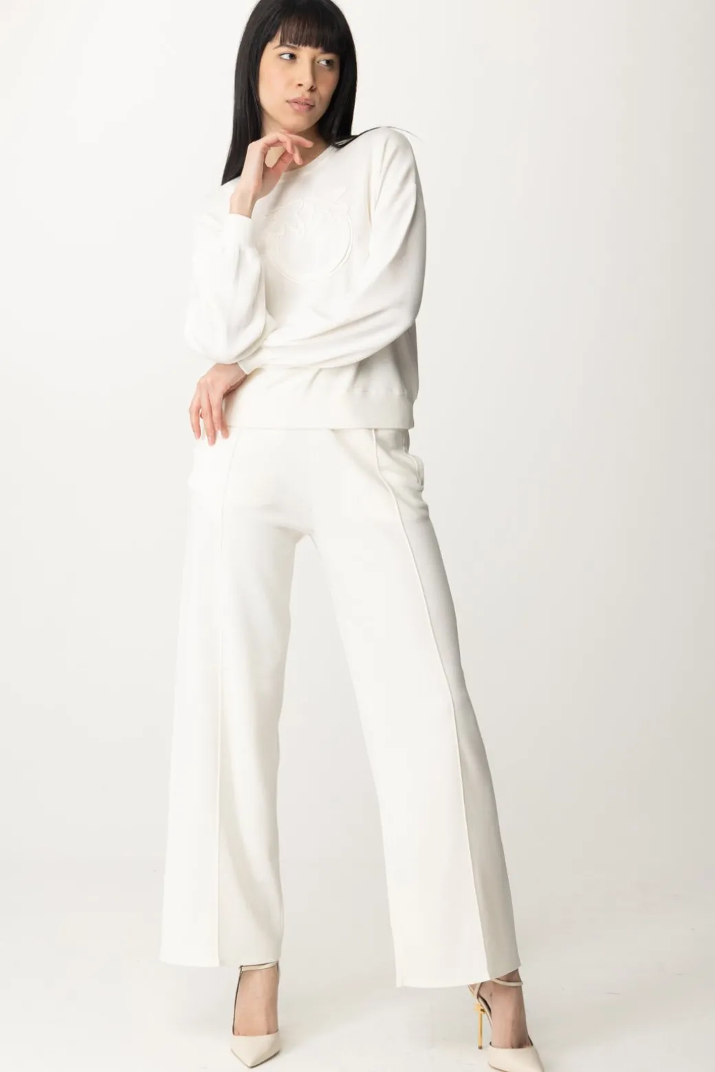 Donna Pinko Felpa con Ricamo Logo Love Birds