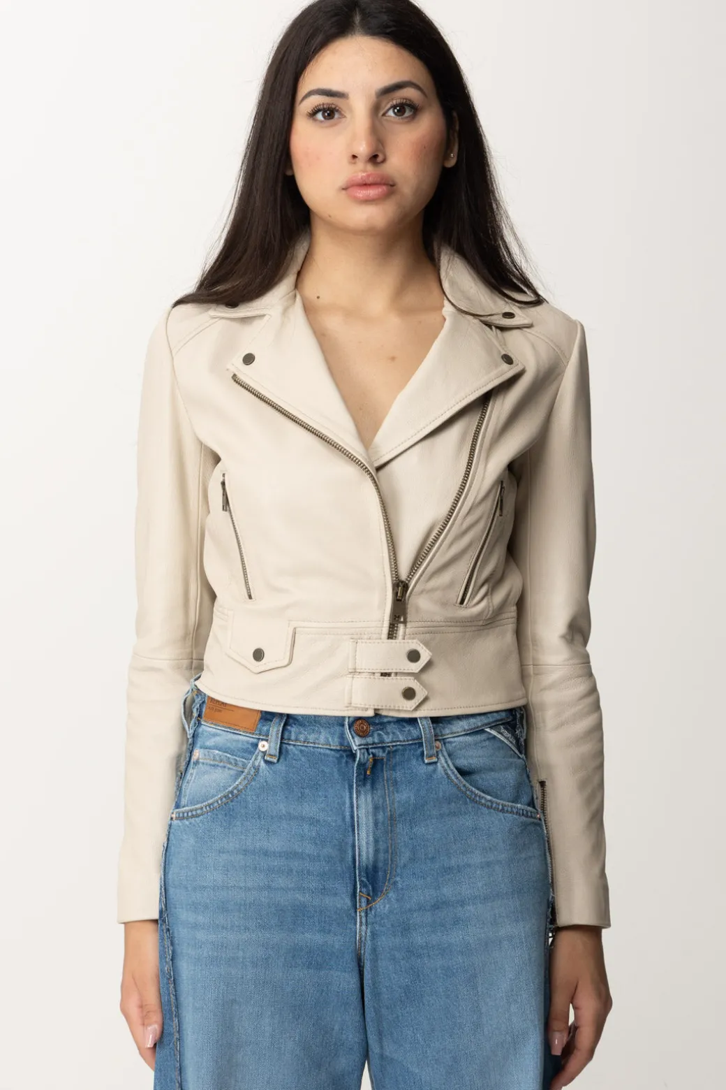 Donna Pinko Giacca Corta Biker con Alamari