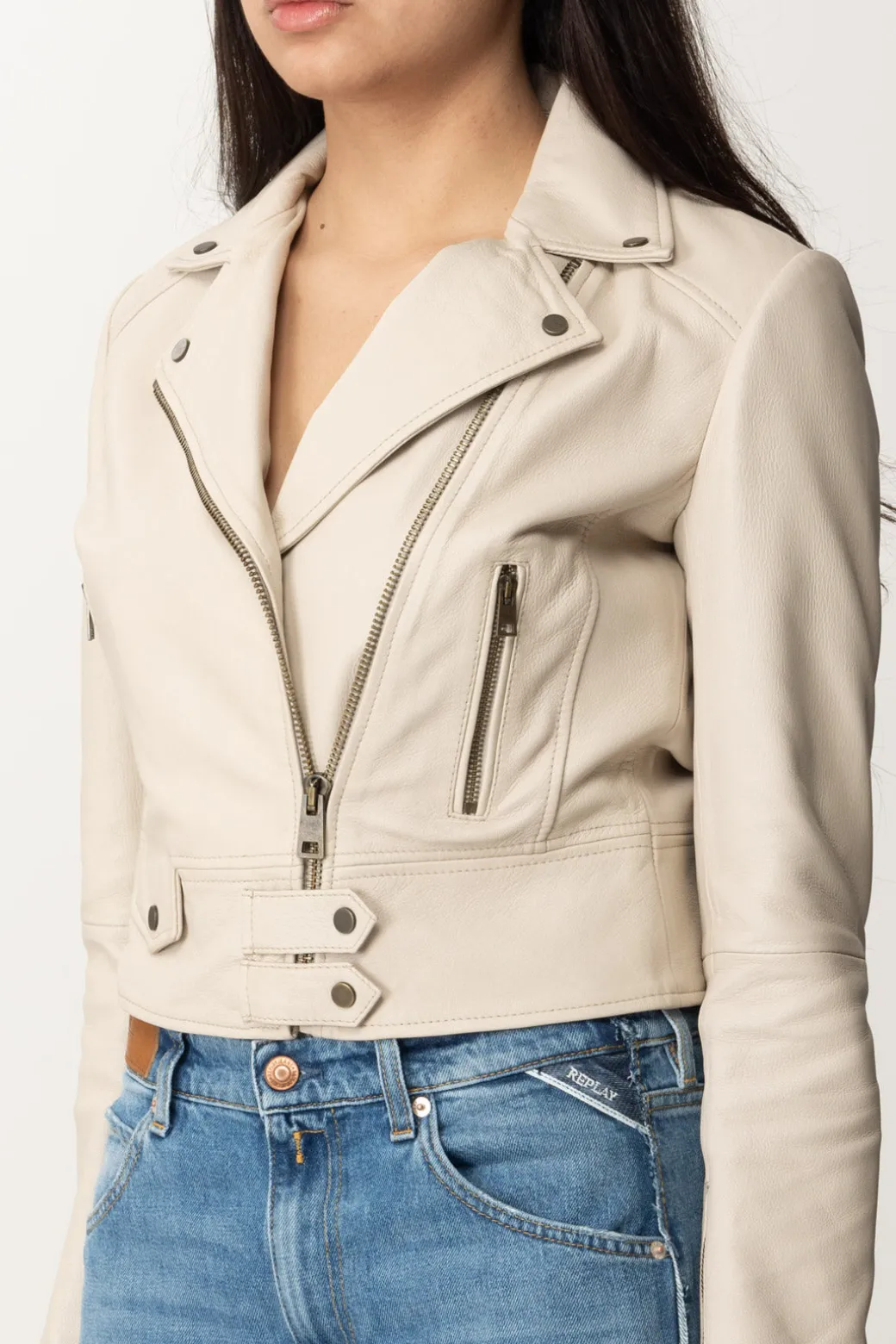 Donna Pinko Giacca Corta Biker con Alamari
