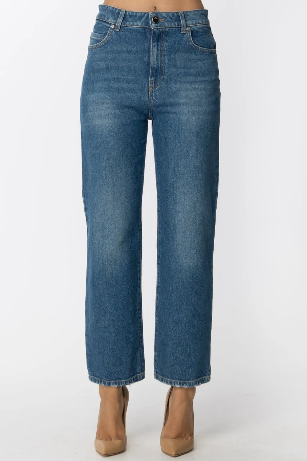 Donna Pinko Jeans Crop a Gamba Dritta